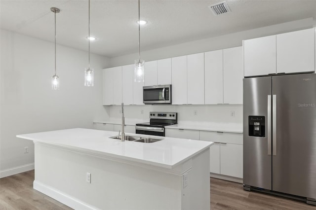 2565 W Laredo Dr, Citrus Springs, FL 34433 - kitchen with appliances with stainless steel finishes, wood finished floors, a sink, white cabinets, and recessed lighting