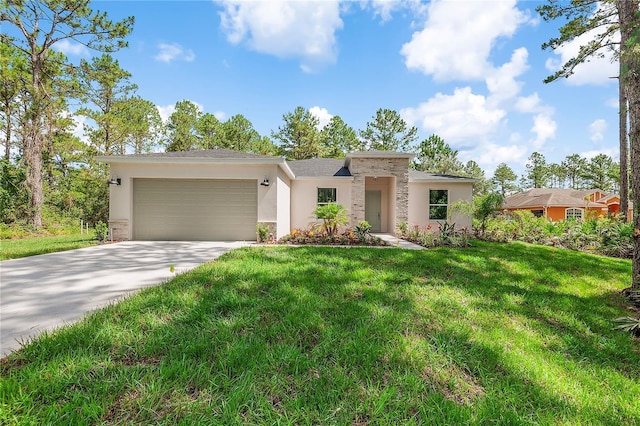 30369 Apricot Ave, Eustis, FL 32736 - view of front of property featuring a garage, stucco siding, concrete driveway, and a front yard