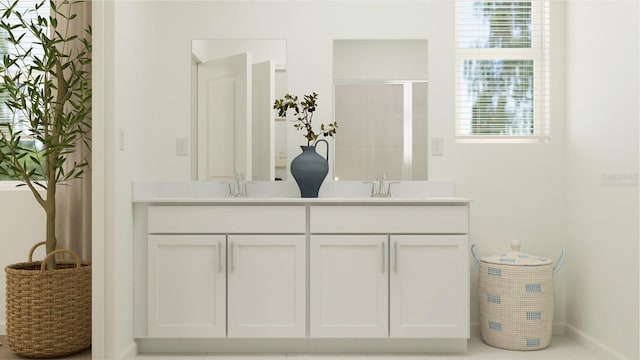 613 Terrapin Dr, Debary, FL 32713 - full bathroom with double vanity and baseboards