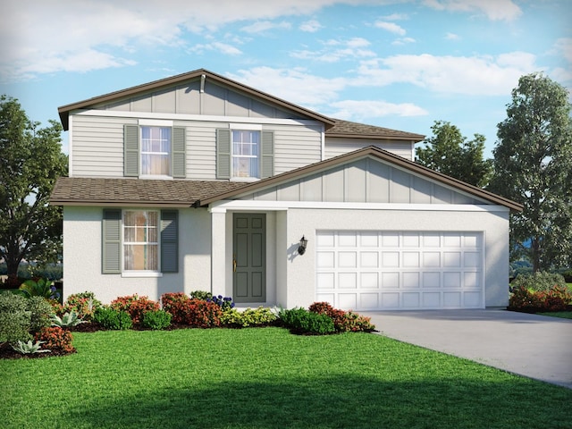 1740 Brekey Way, Zephyrhills, FL 33541 - traditional home featuring a garage, a shingled roof, driveway, and a front yard