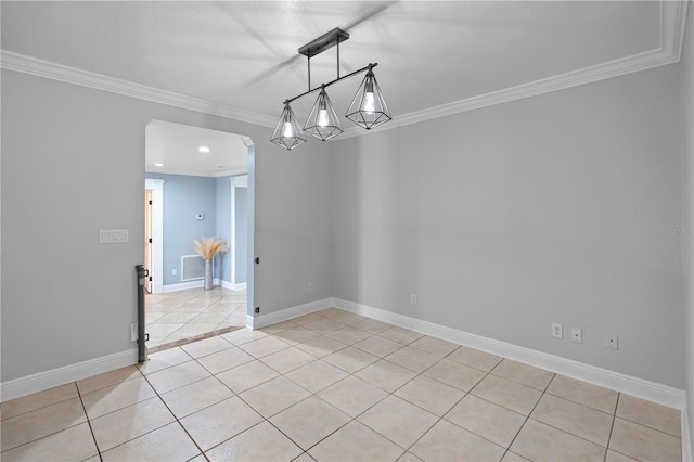 2110 W Farwell Dr, Tampa, FL 33603 - unfurnished room with ornamental molding, light tile patterned floors, recessed lighting, and baseboards