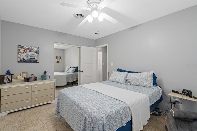 217 Spencer St, Orlando, FL 32839 - bedroom with a closet, dark aggregate flooring, and a ceiling fan