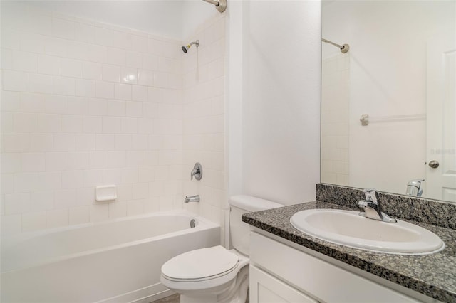 7308 Hermes Ct, Apollo Beach, FL 33572 - bathroom with vanity, toilet, and shower / tub combination
