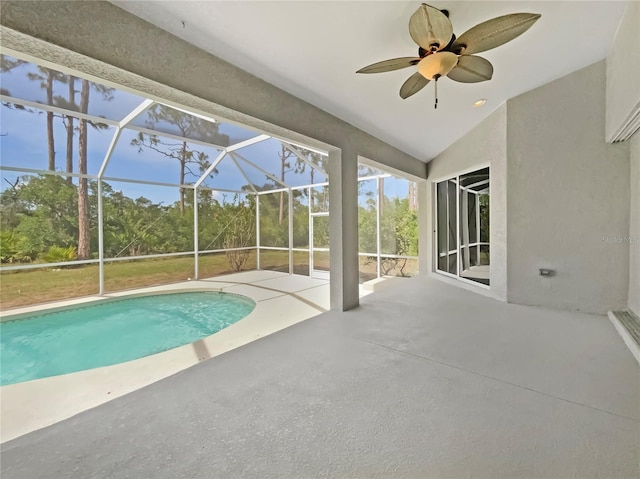 13210 Essman Ave, Port Charlotte, FL 33953 - outdoor pool featuring a patio, ceiling fan, and a lanai