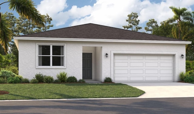 1323 Normandy Dr, Haines City, FL 33844 - single story home featuring stucco siding, driveway, an attached garage, and a front yard