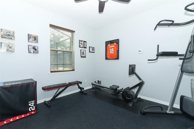 319 Morning View Dr, Winter Garden, FL 34787 - exercise room featuring baseboards and ceiling fan