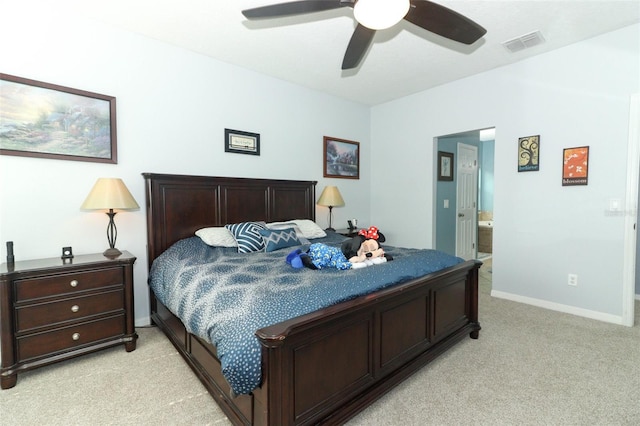 319 Morning View Dr, Winter Garden, FL 34787 - bedroom featuring light colored carpet, a ceiling fan, and ensuite bath