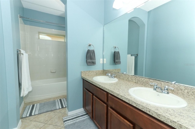 319 Morning View Dr, Winter Garden, FL 34787 - full bath with tile patterned floors, double vanity, and  shower combination