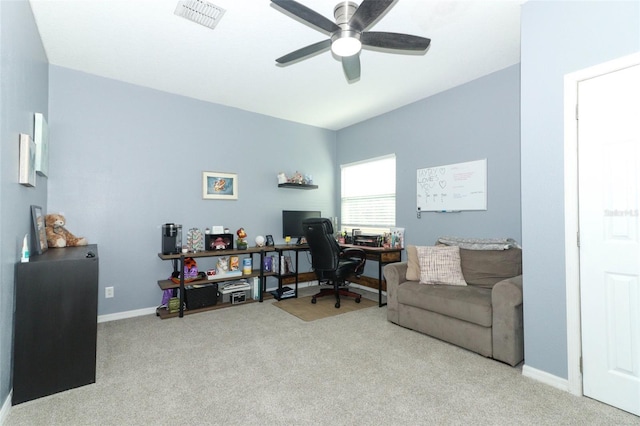 319 Morning View Dr, Winter Garden, FL 34787 - carpeted home office with a ceiling fan and baseboards