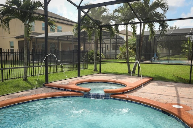 319 Morning View Dr, Winter Garden, FL 34787 - view of pool featuring a lanai, a pool with connected hot tub, and a patio area