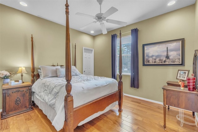 1017 Parkside Pointe Blvd, Apopka, FL 32712 - bedroom featuring light wood-style floors, baseboards, recessed lighting, and a ceiling fan