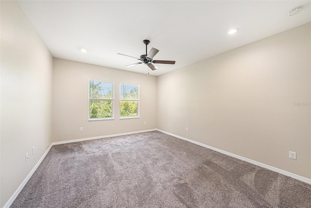 6703 Citrus Creek Ln, Tampa, FL 33625 - carpeted empty room featuring a ceiling fan, baseboards, and recessed lighting