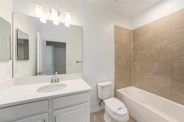 6703 Citrus Creek Ln, Tampa, FL 33625 - full bathroom with toilet, vanity, bathtub / shower combination, and baseboards