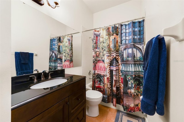 1515 Cherry Lake Way, Lake Mary, FL 32746 - bathroom featuring toilet, vanity, tile patterned floors, and shower / bath combination with curtain
