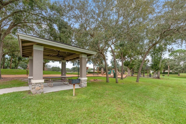 1515 Cherry Lake Way, Lake Mary, FL 32746 - view of grassy yard featuring a gazebo and ceiling fan