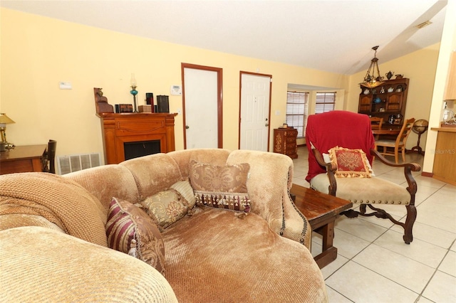 3939 Magnolia Lake Ln, Orlando, FL 32810 - living area featuring light tile patterned flooring and lofted ceiling