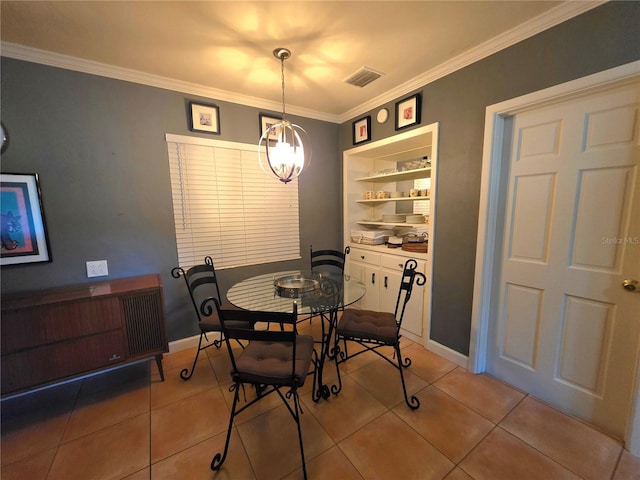 663 68th Ave S, Saint Petersburg, FL 33705 - dining room with a chandelier, light tile patterned floors, and ornamental molding