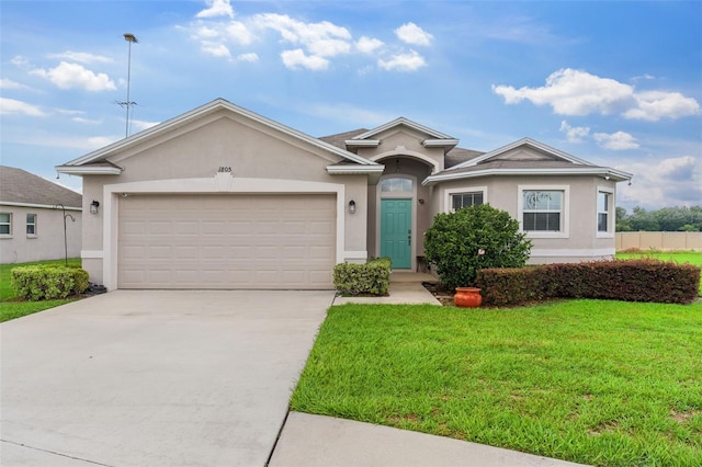 1805 Kingsmill Dr, Bartow, FL 33830 - single story home featuring stucco siding, a front lawn, an attached garage, and driveway