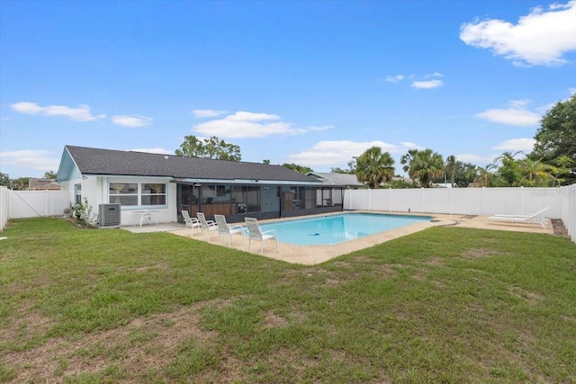 14506 Sutter Pl, Tampa, FL 33625 - view of swimming pool featuring central air condition unit and a patio