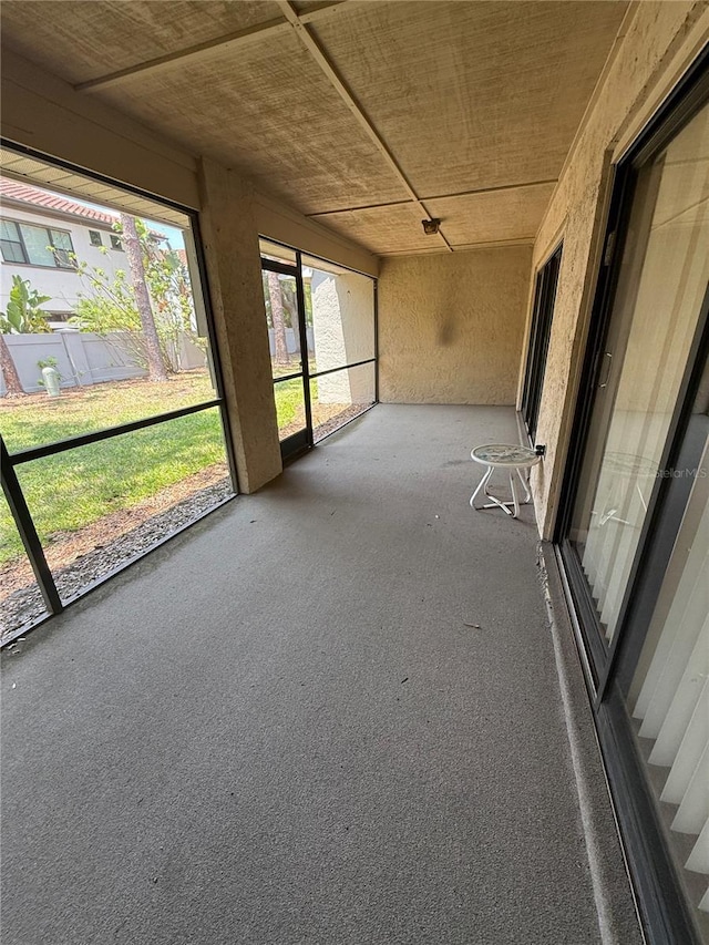 view of unfurnished sunroom