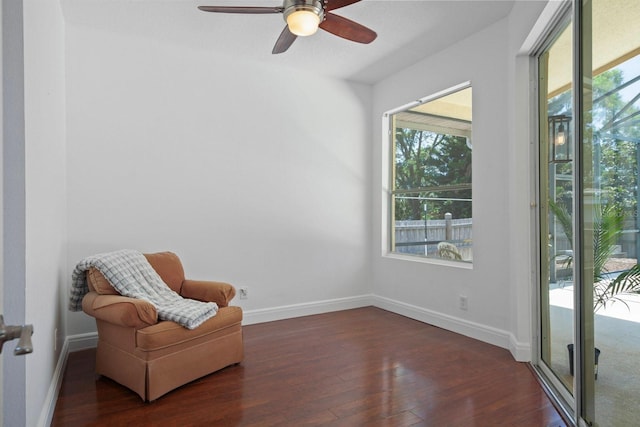 13631 Via Roma Cir, Clermont, FL 34711 - living area featuring hardwood / wood-style floors and ceiling fan