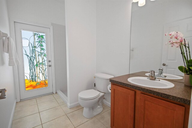 13631 Via Roma Cir, Clermont, FL 34711 - full bathroom with vanity, a shower, and tile patterned flooring