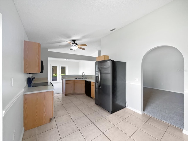 612 Doe Cove Pl, Apopka, FL 32703 - kitchen with fridge with ice dispenser, a sink, a peninsula, dishwasher, and stove