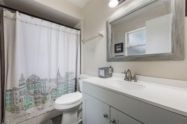 1198 E Hancock Dr, Deltona, FL 32725 - full bathroom with vanity, toilet, and a shower with curtain