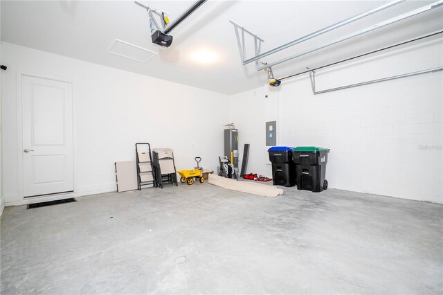 16489 Silver Brook Way, Winter Garden, FL 34787 - garage featuring electric panel, a garage door opener, and water heater