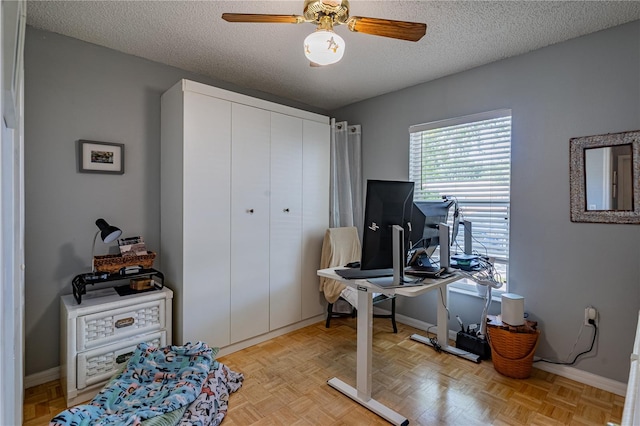 46 Frenora Ln, Palm Coast, FL 32137 - office space featuring ceiling fan, a textured ceiling, and baseboards