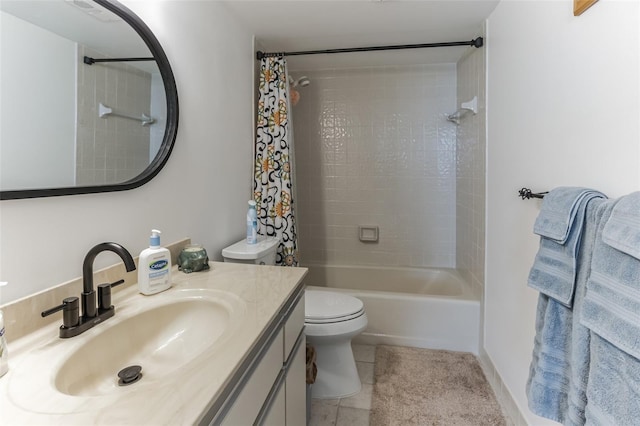 3360 Ocean Shore Blvd Unit 4050, Ormond Beach, FL 32176 - bathroom with toilet, vanity, shower / bath combination with curtain, and tile patterned floors