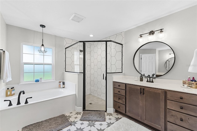 5478 NW 153rd Ct, Morriston, FL 32668 - full bath featuring a garden tub, a shower stall, and vanity