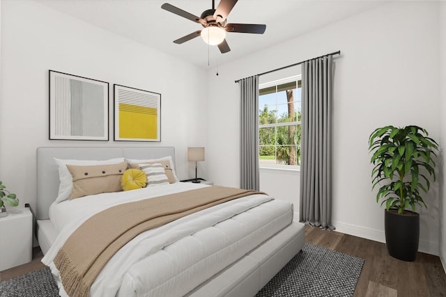 1119 W 7th St, Sanford, FL 32771 - bedroom with wood finished floors, baseboards, and a ceiling fan