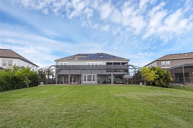 16086 Johns Lake Overlook Dr, Winter Garden, FL 34787 - rear view of house featuring a lanai and roof mounted solar panels