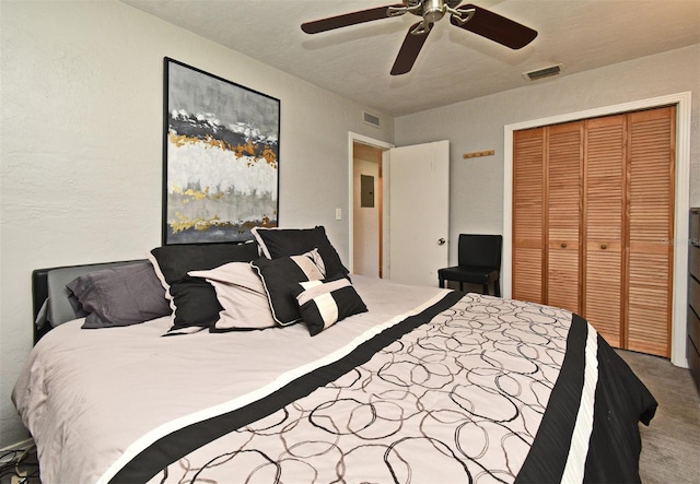 2810 Nancy St, Orlando, FL 32806 - carpeted bedroom featuring a closet and ceiling fan