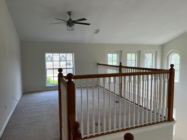 2143 Autumn View Dr, Orlando, FL 32825 - staircase featuring plenty of natural light, carpet floors, baseboards, and ceiling fan