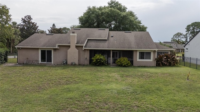 6047 Shore Line Dr, Orlando, FL 32819 - rear view of property featuring stucco siding, a chimney, and roof with shingles