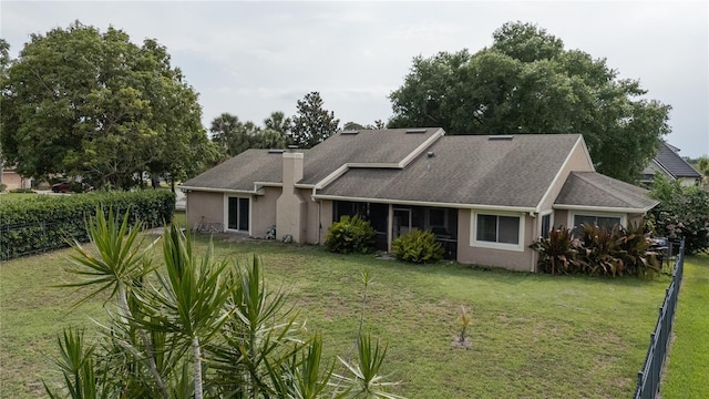 6047 Shore Line Dr, Orlando, FL 32819 - view of front facade with a chimney, stucco siding, and roof with shingles