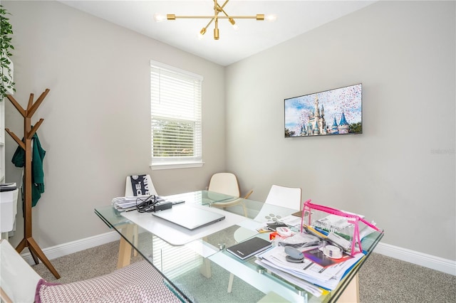 12259 Bracco St, Winter Garden, FL 34787 - carpeted office space with baseboards and a chandelier