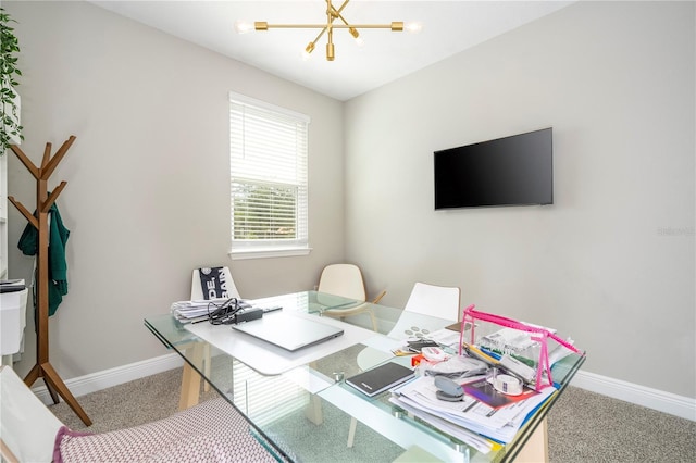 12259 Bracco St, Winter Garden, FL 34787 - carpeted office featuring baseboards and a chandelier