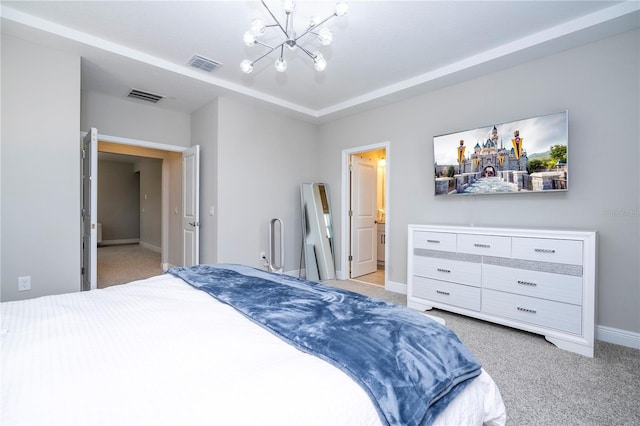 12259 Bracco St, Winter Garden, FL 34787 - bedroom featuring light carpet, baseboards, and a chandelier
