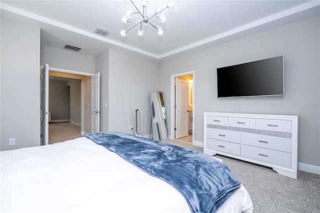 12259 Bracco St, Winter Garden, FL 34787 - bedroom with light colored carpet, baseboards, and a chandelier