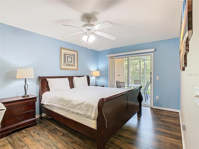 8704 Knightsbridge Ct Unit B, Kissimmee, FL 34747 - bedroom with wood finished floors, access to exterior, baseboards, and a ceiling fan