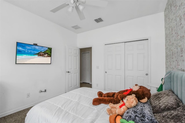 1821 Benevento St, Saint Cloud, FL 34771 - carpeted bedroom featuring a closet, a ceiling fan, and baseboards