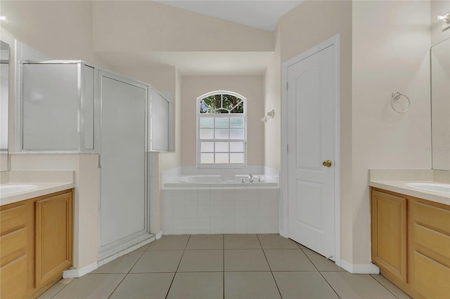 3014 Linmont Ln, Eustis, FL 32726 - full bath with two vanities, a shower stall, and a bath