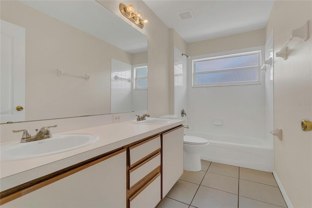 3014 Linmont Ln, Eustis, FL 32726 - full bathroom featuring shower / tub combination, tile patterned flooring, double vanity, and toilet