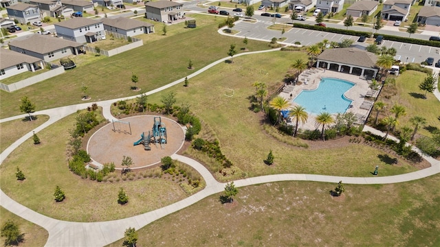 5291 Meredrew Ln, Saint Cloud, FL 34771 - aerial view of residential area with a pool area and a recreational park