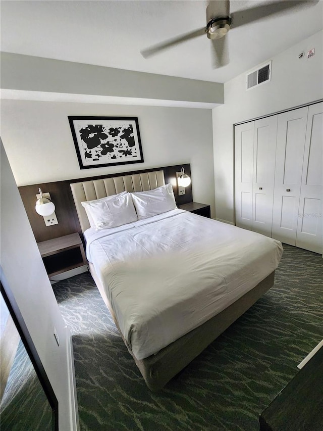14501 Grove Resort Ave Unit 3737, Winter Garden, FL 34787 - bedroom with carpet floors, a closet, and ceiling fan