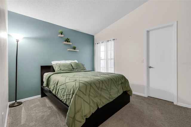 5729 Norman H Cutson Dr, Orlando, FL 32821 - carpeted bedroom featuring lofted ceiling, a textured ceiling, and baseboards