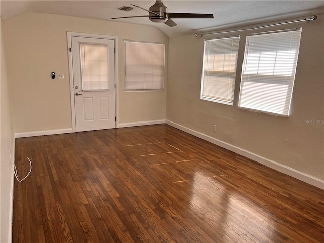 1834 28th Ave N, Saint Petersburg, FL 33713 - spare room with lofted ceiling, ceiling fan, wood finished floors, and baseboards